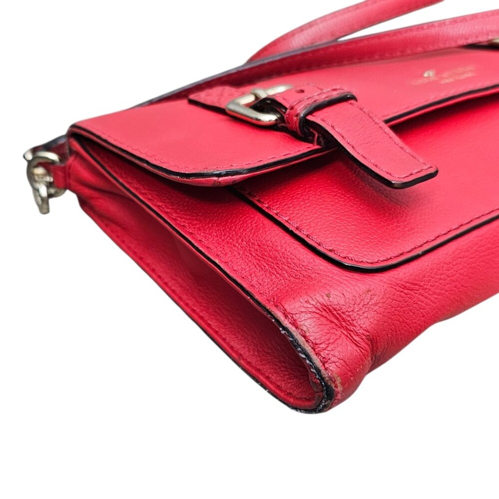 Kate Spade Allen Street Neil Saddle Leather Buckle Flap Red Crossbody Bag COA - Picture 11 of 16